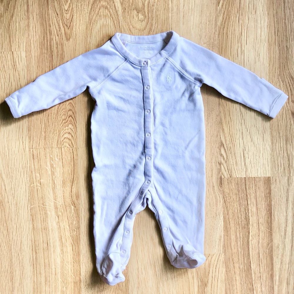 EUC Ralph Lauren Baby Girl Bodysuit/Footie Pajamas/Coverall-Light Pink